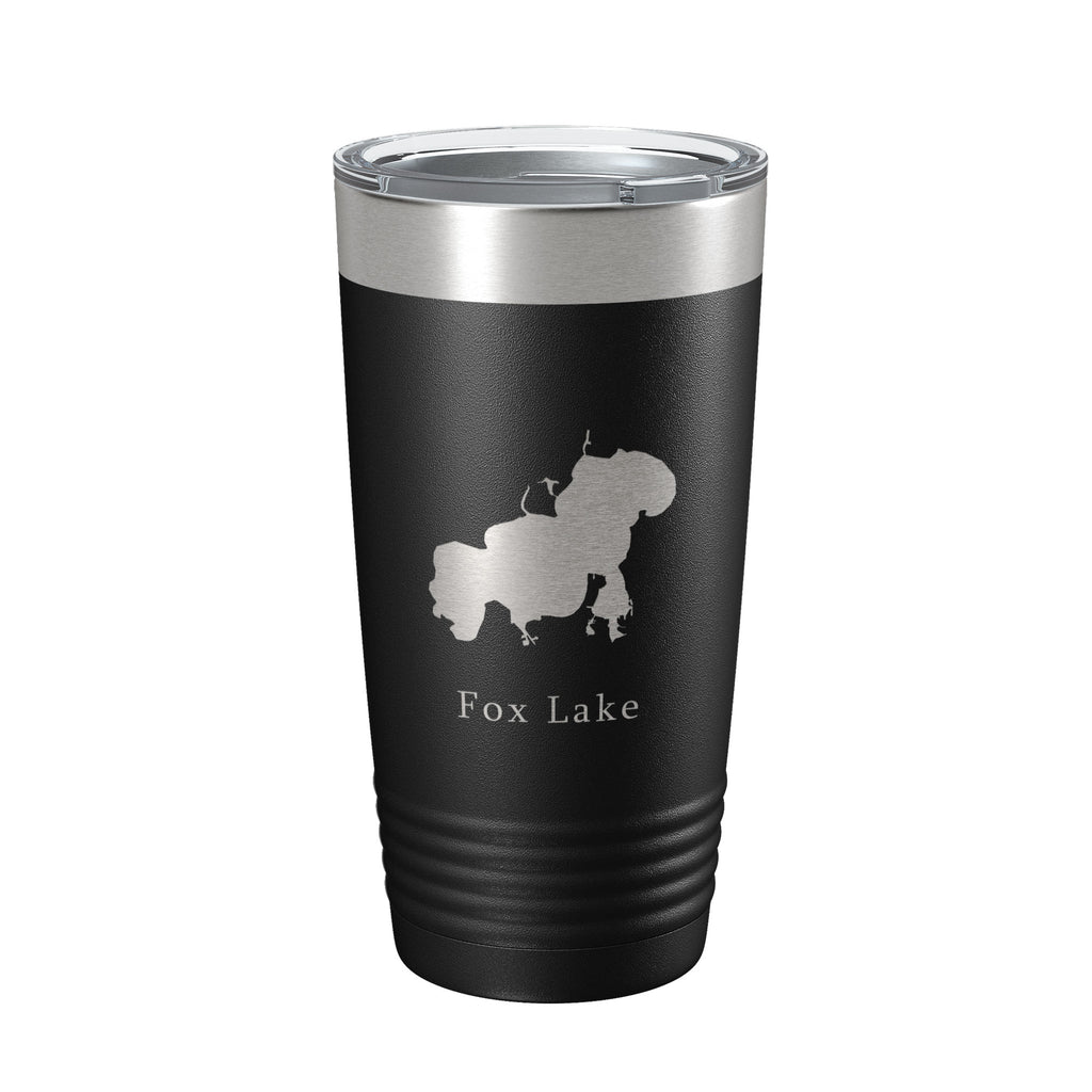Fox Lake Map Tumbler Travel Mug Insulated Laser Engraved Coffee Cup Illinois 20 oz