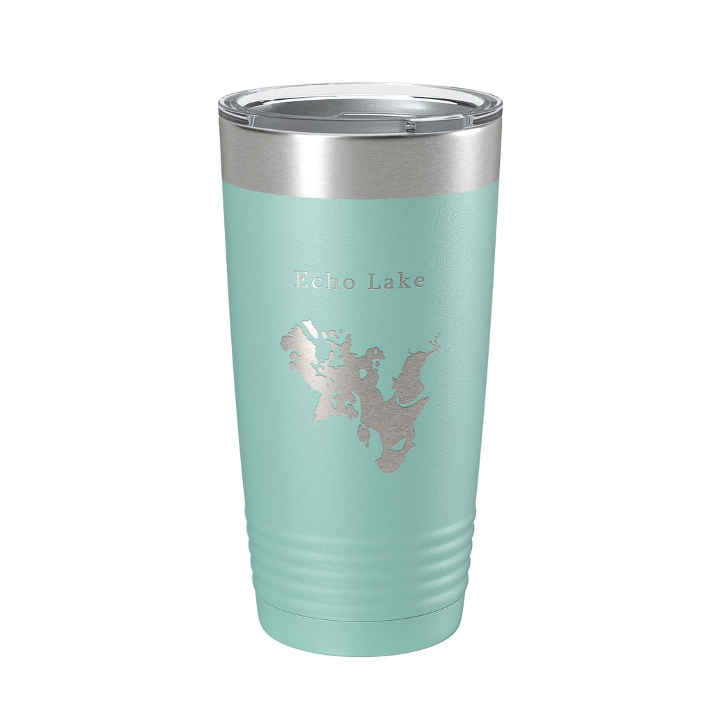 Echo Lake Map Tumbler Travel Mug Insulated Laser Engraved Coffee Cup Montana 20 oz