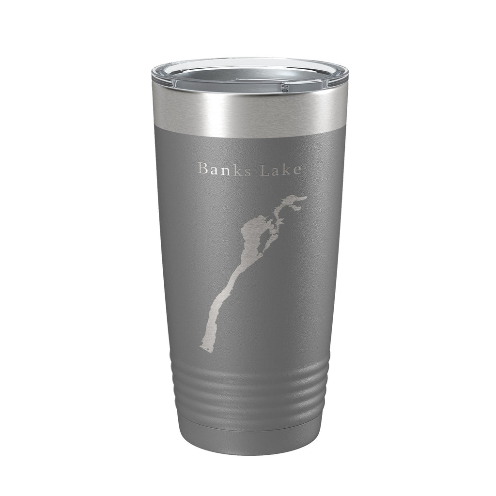 Banks Lake Map Tumbler Travel Mug Insulated Laser Engraved Coffee Cup Washington 20 oz