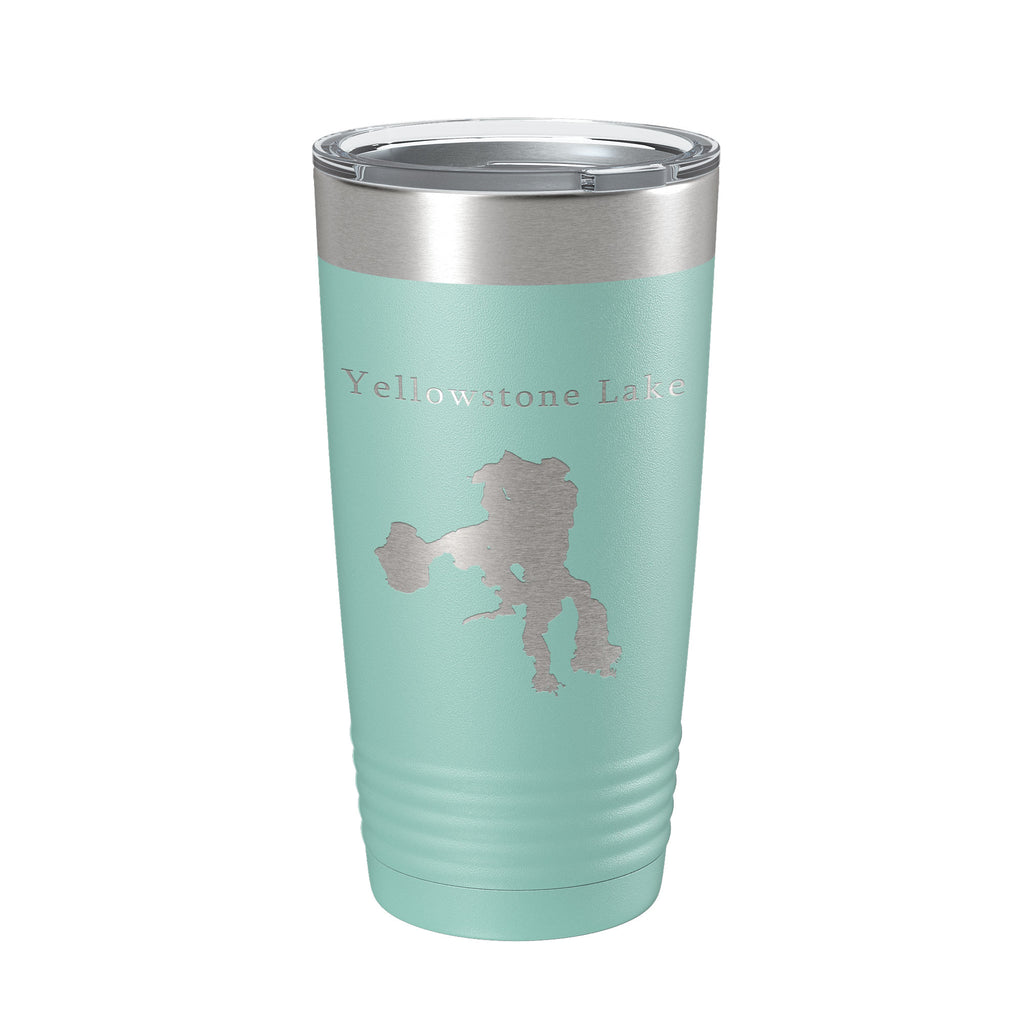 Yellowstone Lake Map Tumbler Travel Mug Insulated Laser Engraved Coffee Cup Wyoming 20 oz