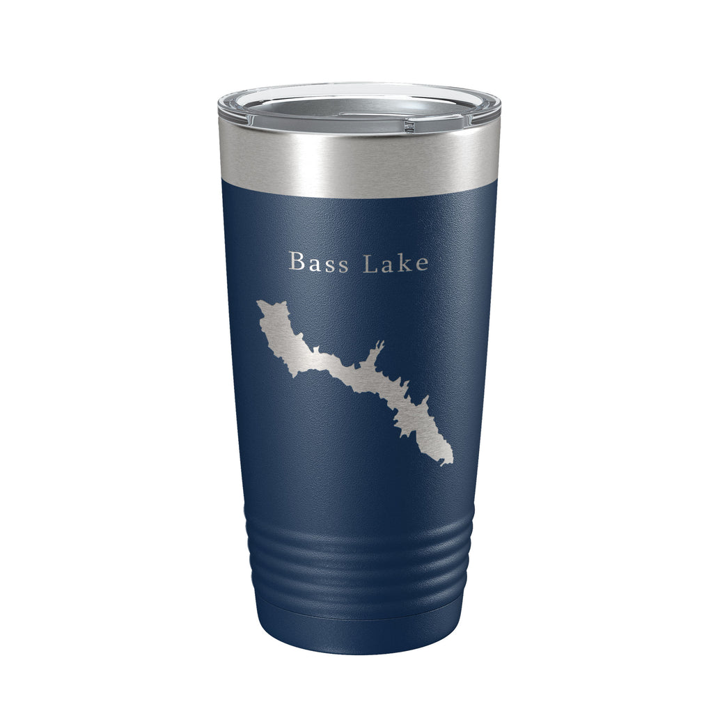 Bass Lake Map Tumbler Travel Mug Insulated Laser Engraved Coffee Cup California 20 oz