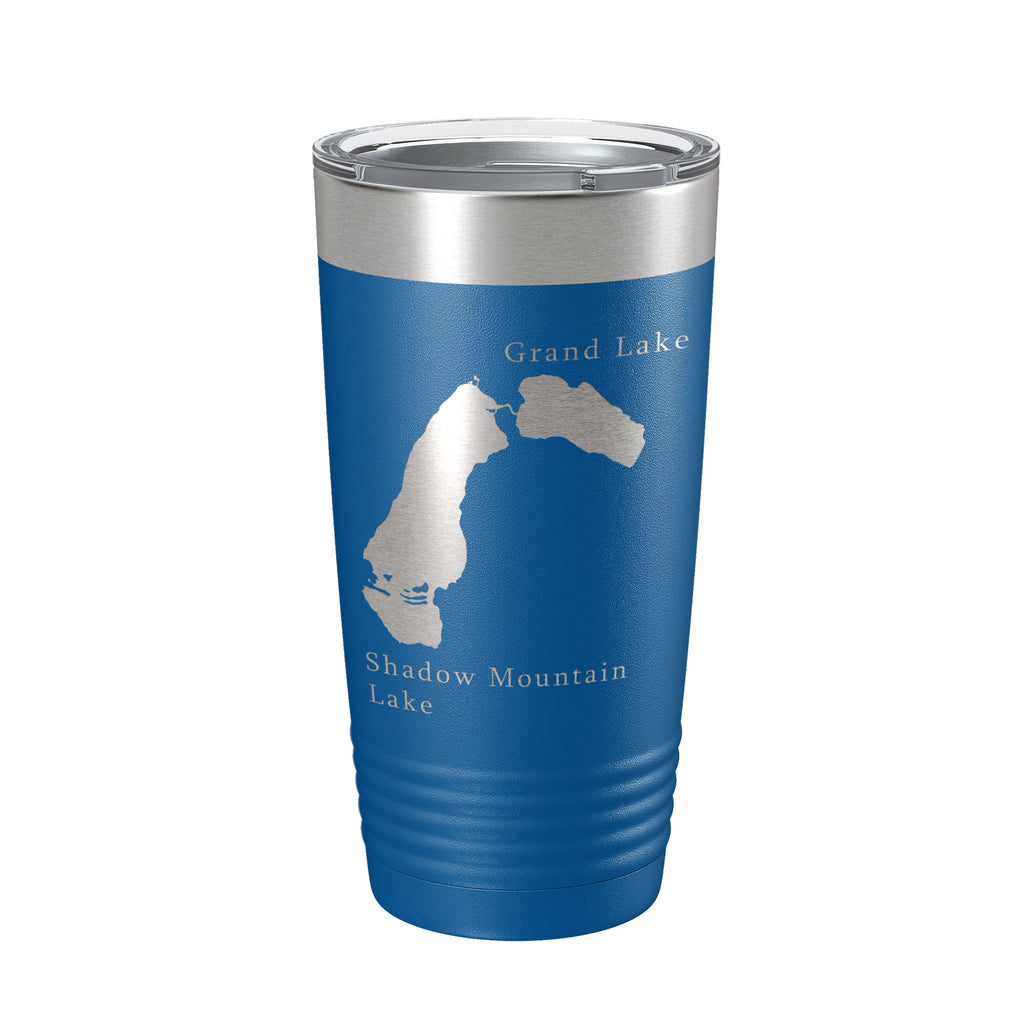 Shadow Mountain & Grand Lakes Map Tumbler Travel Mug Insulated Laser Engraved Coffee Cup Colorado 20 oz