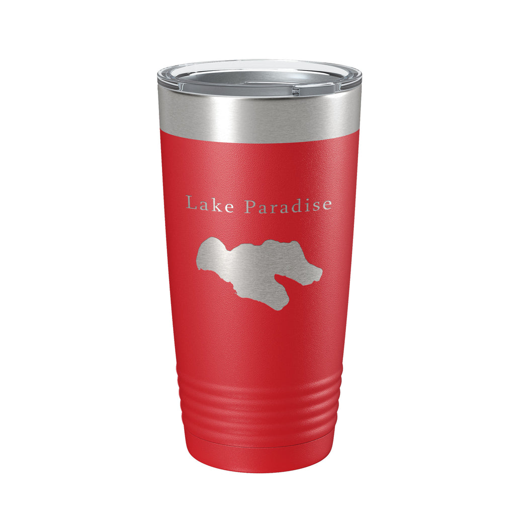 Lake Paradise Map Tumbler Travel Mug Insulated Laser Engraved Coffee Cup Michigan 20 oz