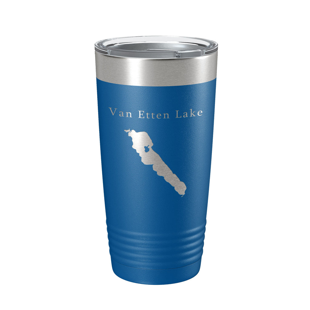 Van Etten Lake Map Tumbler Travel Mug Insulated Laser Engraved Coffee Cup Michigan 20 oz