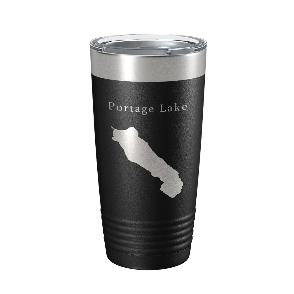 Portage Lake Map Tumbler Travel Mug Insulated Laser Engraved Coffee Cup Alaska 20 oz