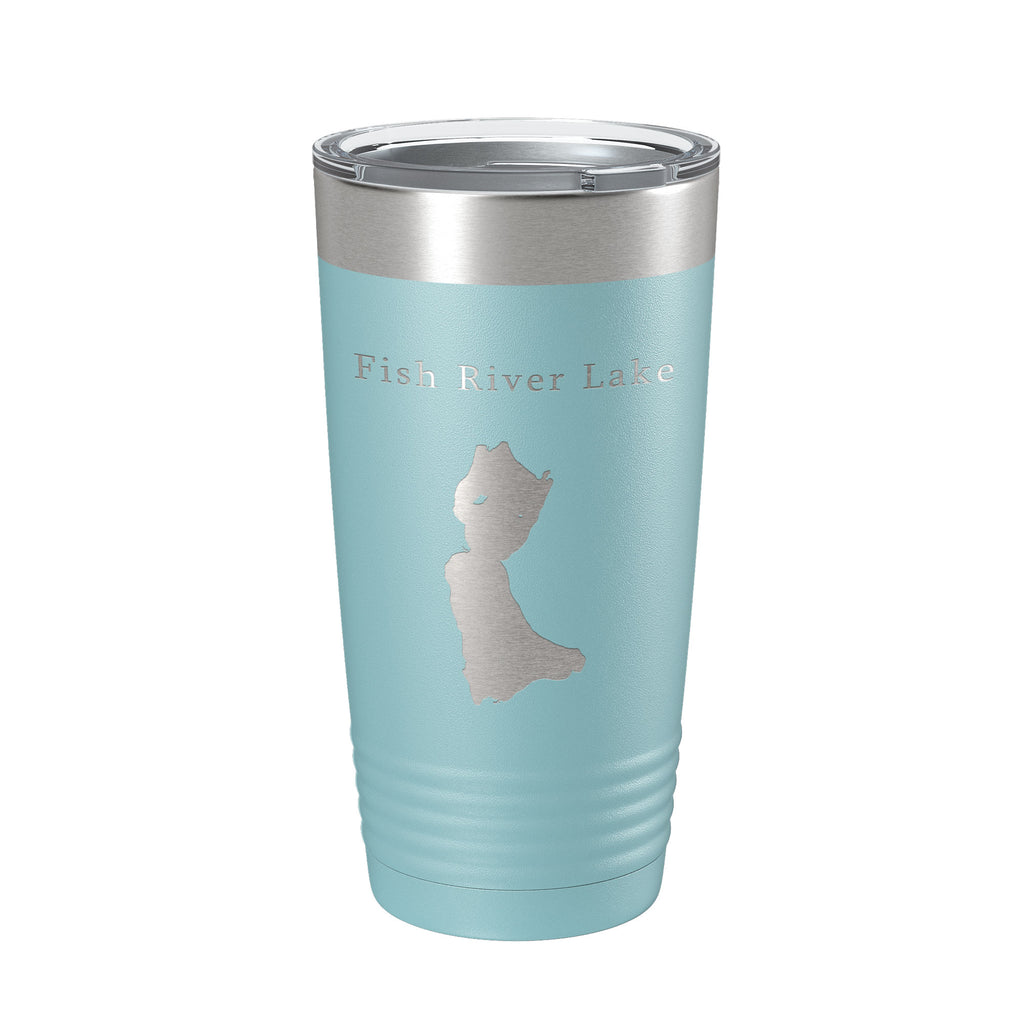 Fish River Lake Map Tumbler Travel Mug Insulated Laser Engraved Coffee Cup Maine 20 oz