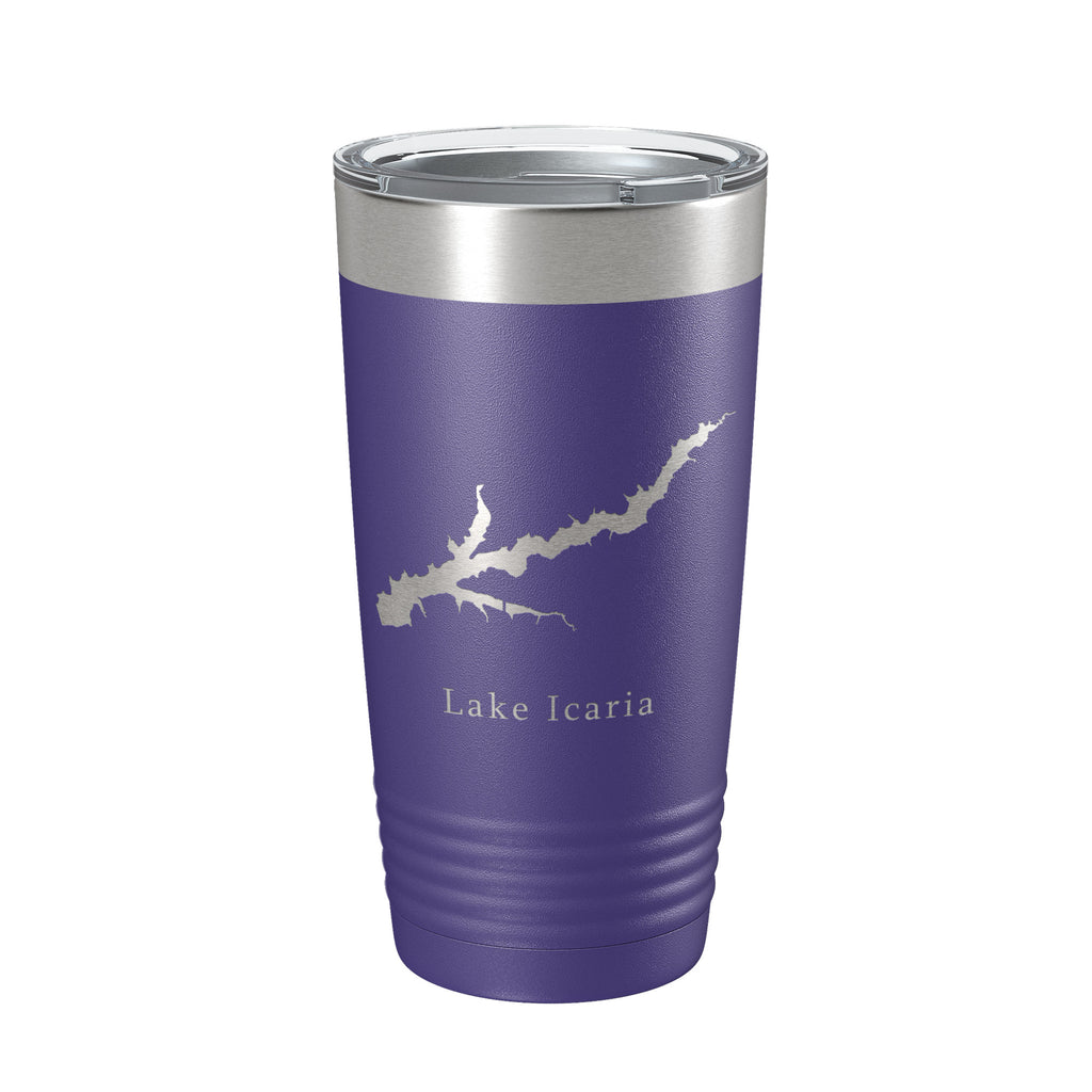 Lake Icaria Map Tumbler Travel Mug Insulated Laser Engraved Coffee Cup Iowa 20 oz