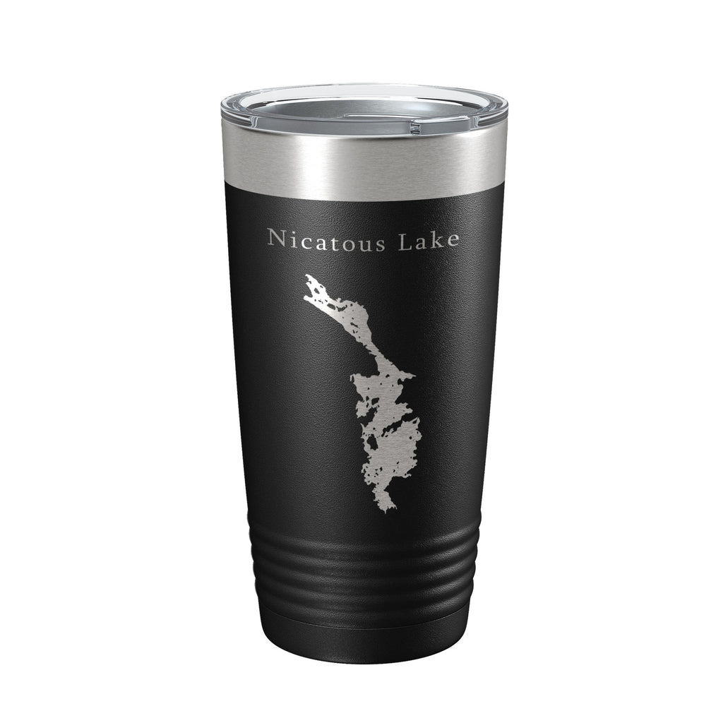 Nicatous Lake Map Tumbler Travel Mug Insulated Laser Engraved Coffee Cup Maine 20 oz