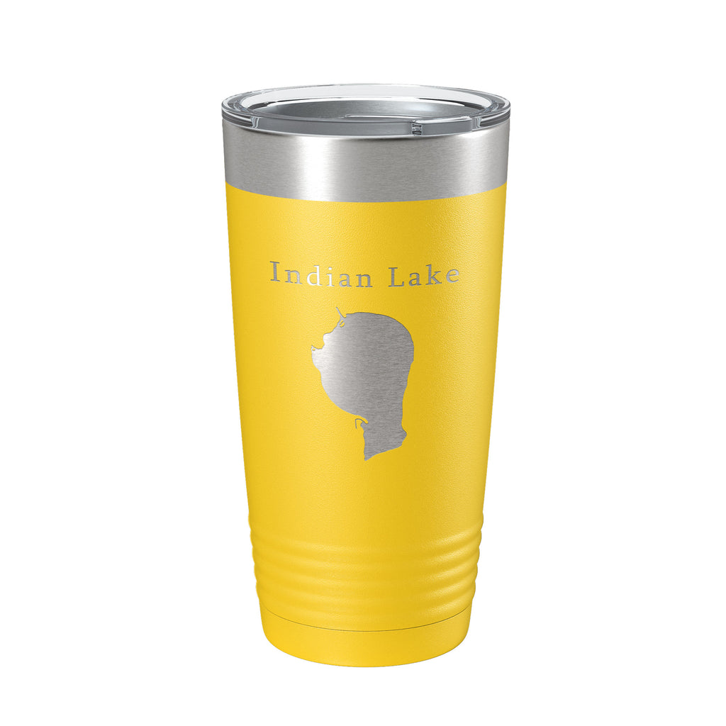 Indian Lake Map Tumbler Travel Mug Insulated Laser Engraved Coffee Cup Silver Creek Township Michigan 20 oz