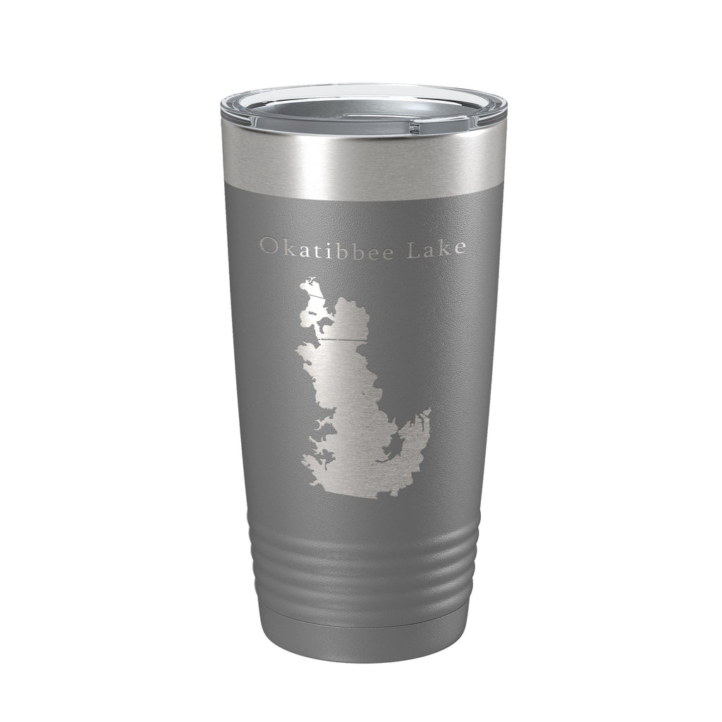 Okatibbee Lake Map Tumbler Travel Mug Insulated Laser Engraved Coffee Cup Mississippi 20 oz