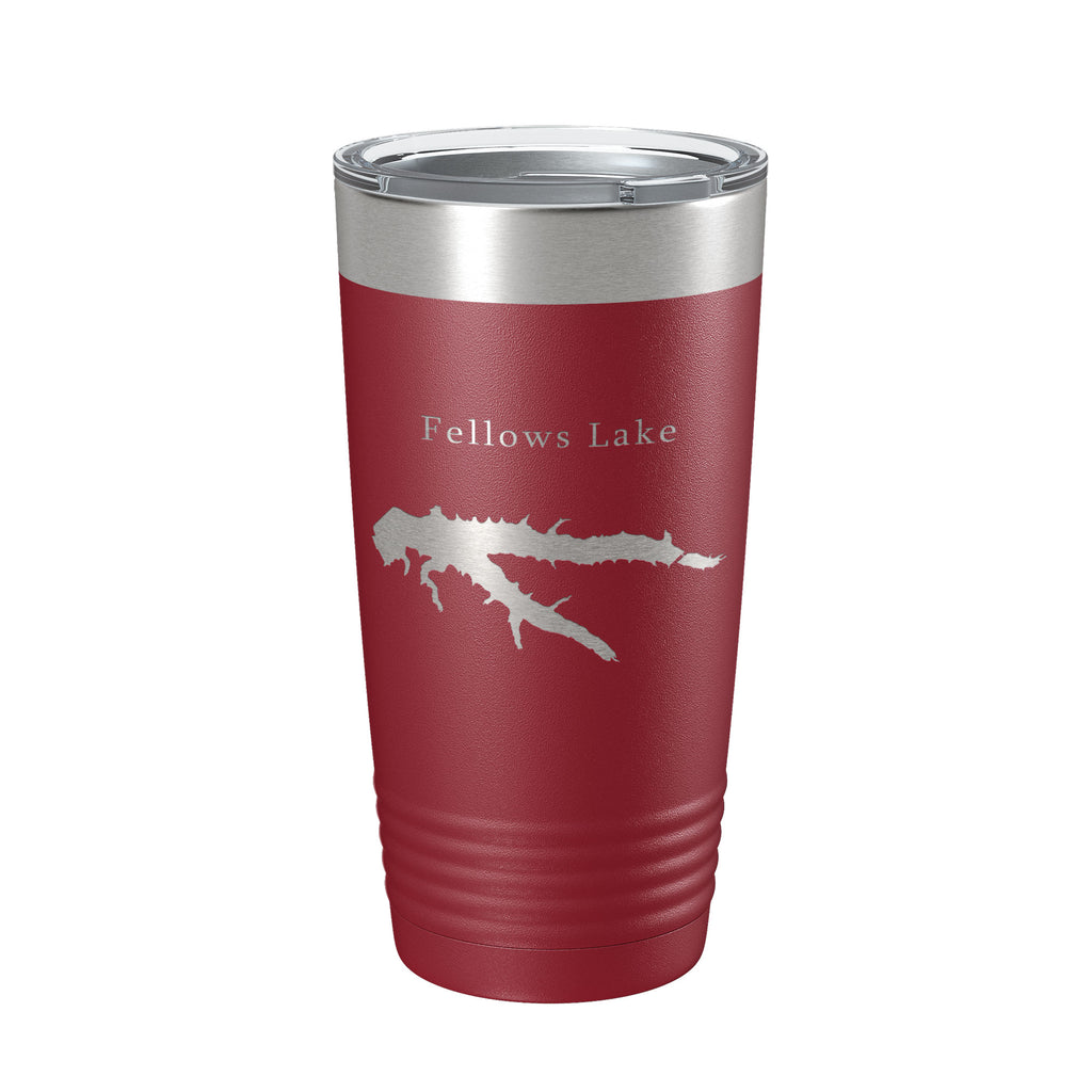 Fellows Lake Map Tumbler Travel Mug Insulated Laser Engraved Coffee Cup Missouri 20 oz