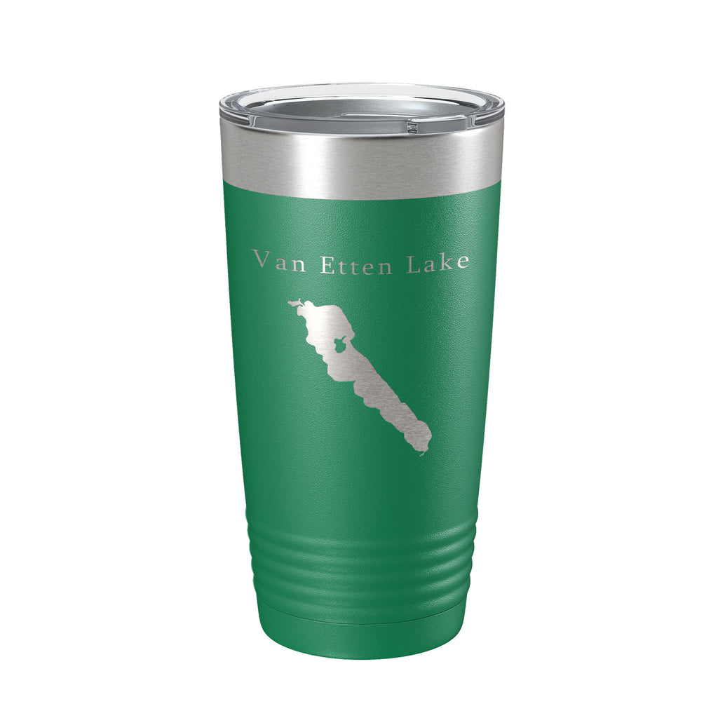 Van Etten Lake Map Tumbler Travel Mug Insulated Laser Engraved Coffee Cup Michigan 20 oz
