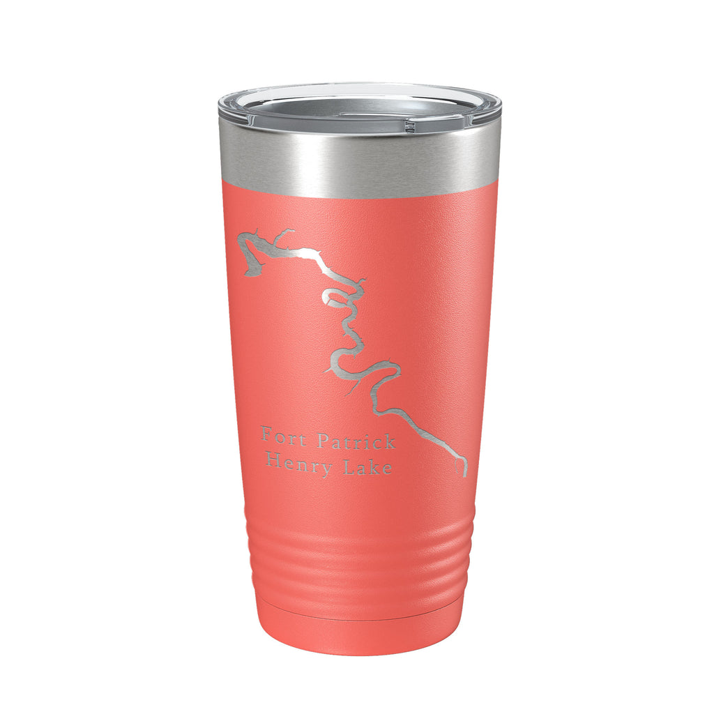 Fort Patrick Henry Lake Map Tumbler Travel Mug Insulated Laser Engraved Coffee Cup Tennessee 20 oz