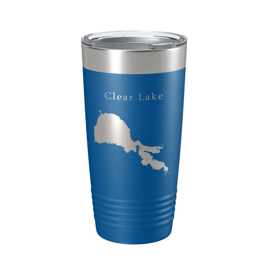 Clear Lake Map Tumbler Travel Mug Insulated Laser Engraved Coffee Cup California 20 oz