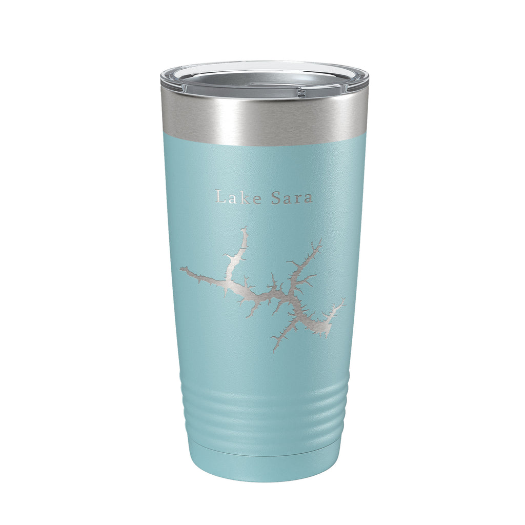 Lake Sara Map Tumbler Travel Mug Insulated Laser Engraved Coffee Cup Illinois 20 oz