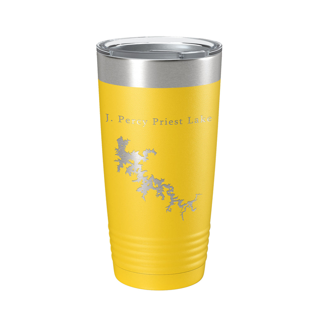 J. Percy Priest Lake Map Tumbler Travel Mug Insulated Laser Engraved Coffee Cup Tennessee 20 oz