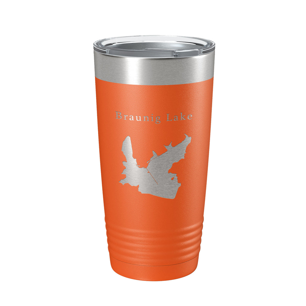 Victor Braunig Lake Map Tumbler Travel Mug Insulated Laser Engraved Coffee Cup Texas 20 oz