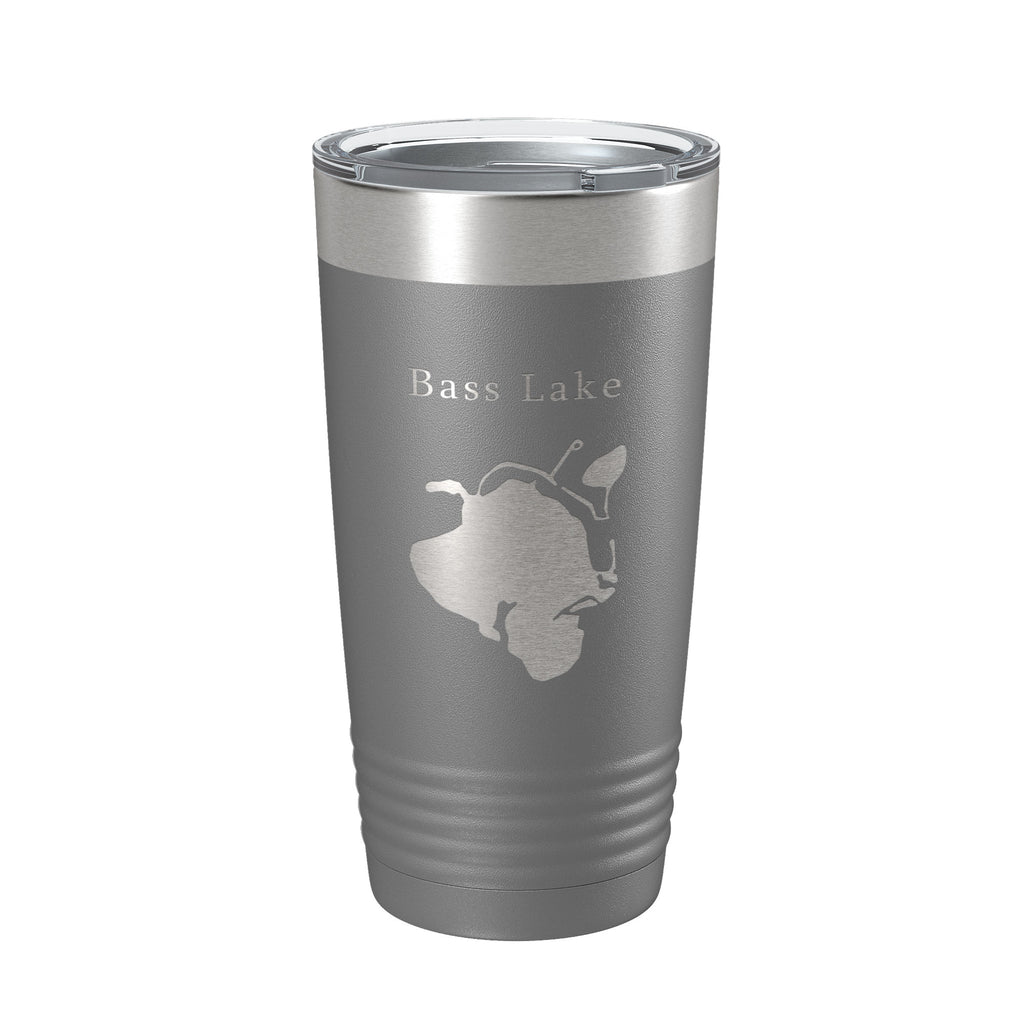 Bass Lake Map Tumbler Travel Mug Insulated Laser Engraved Coffee Cup Hamburg Township Huron River Chain of Lakes Michigan 20 oz