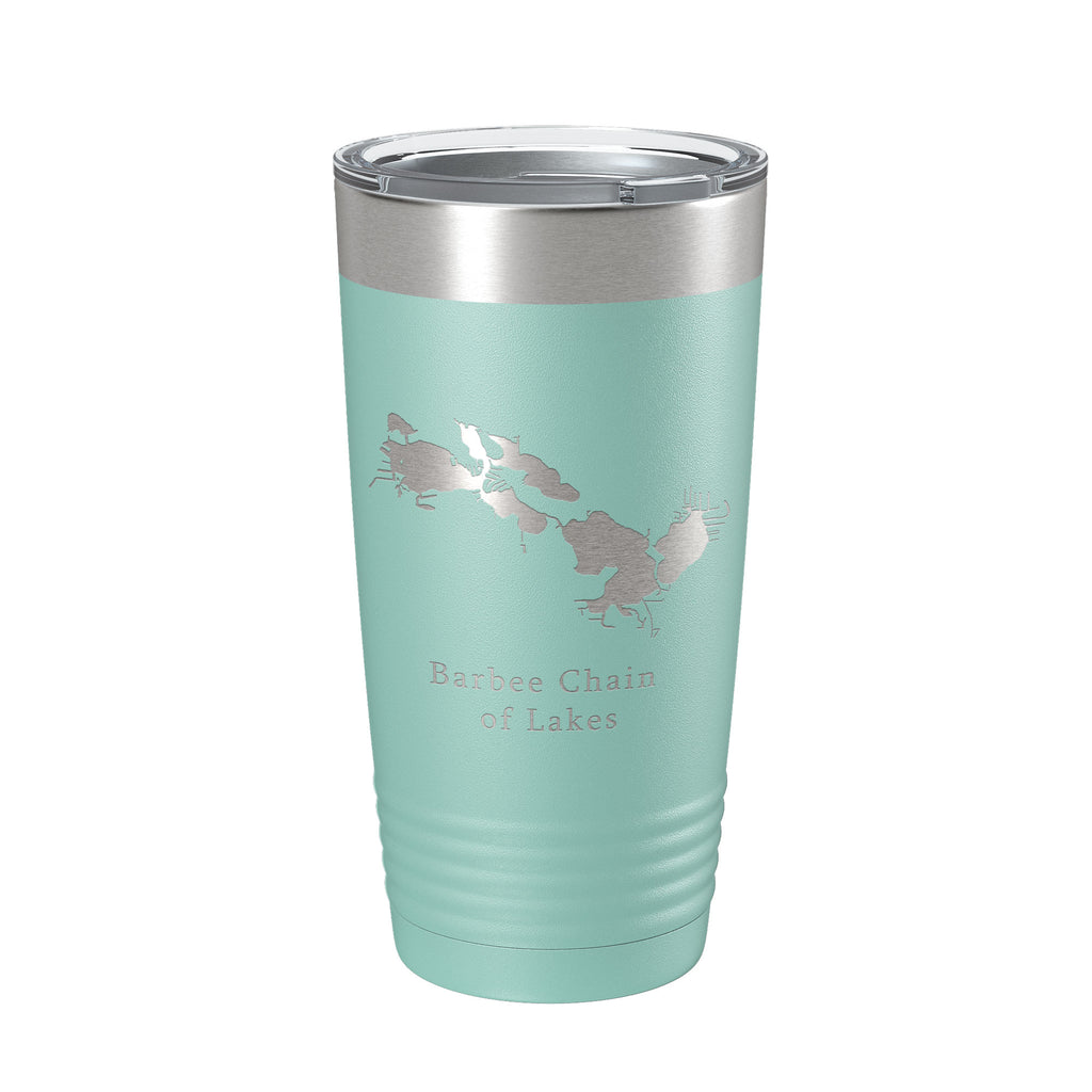 Barbee Chain of Lakes Map Tumbler Travel Mug Insulated Laser Engraved Coffee Cup Indiana 20 oz
