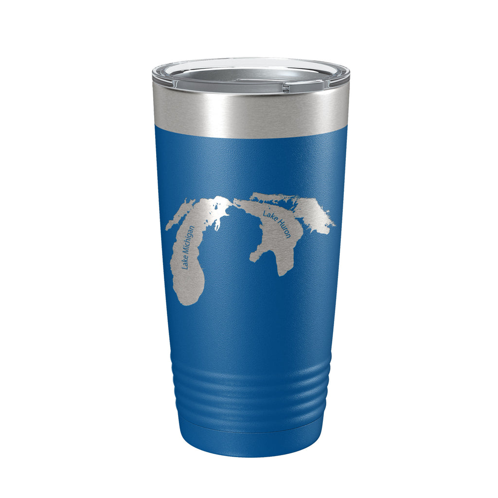 Lake Michigan-Huron Map Tumbler Travel Mug Insulated Laser Engraved Coffee Cup Illinois Wisconsin Indiana Michigan Ontario 20oz