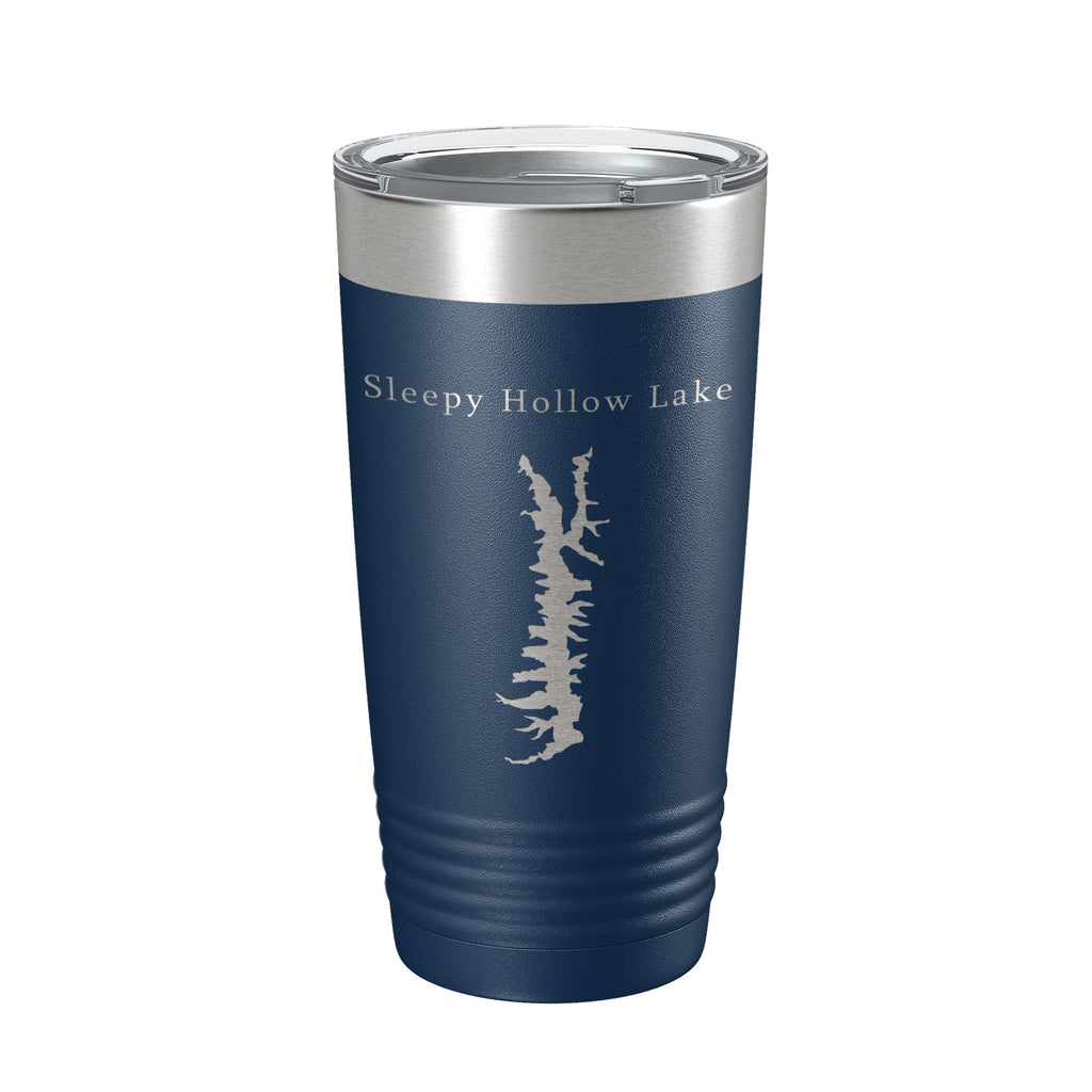 Sleepy Hollow Lake Map Tumbler Travel Mug Insulated Laser Engraved Coffee Cup New York 20 oz