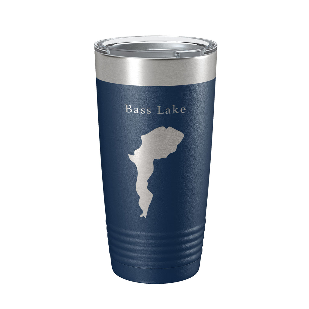 Bass Lake Map Tumbler Travel Mug Insulated Laser Engraved Coffee Cup North Carolina 20 oz