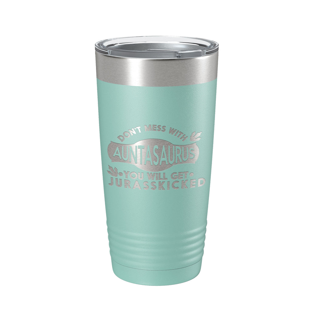 Auntasaurus Tumbler Funny Aunt Gift Travel Mug Jurassic Insulated Laser Engraved Coffee Cup Dinosaur 20 oz