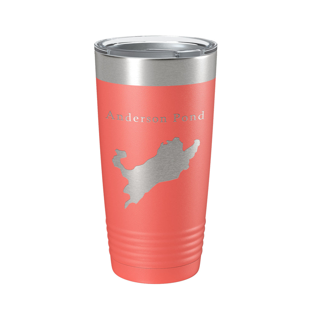 Anderson Pond Tumbler Lake Map Travel Mug Insulated Laser Engraved Coffee Cup Connecticut 20 oz