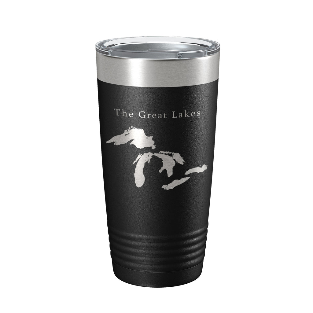 The Great Lakes Map Tumbler Travel Mug Insulated Laser Engraved Coffee Cup Superior, Michigan, Huron, Erie and Ontario 20 oz