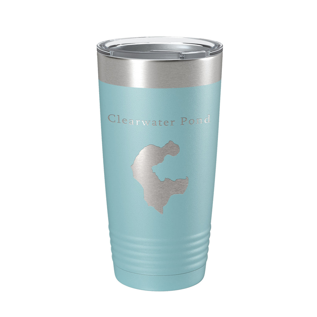 Clearwater Pond Lake Map Tumbler Travel Mug Insulated Laser Engraved Coffee Cup Maine 20 oz