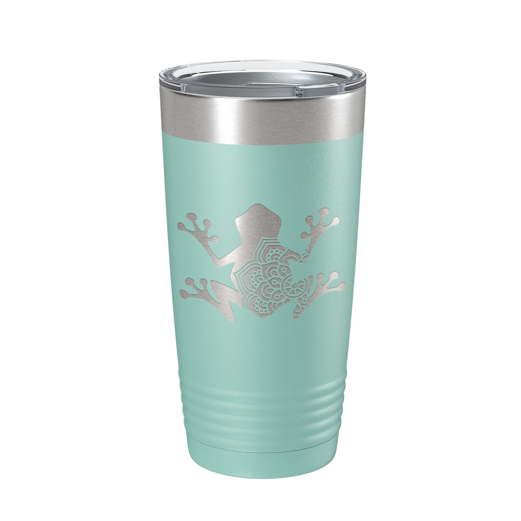 Frog Mandala Tumbler Travel Mug Insulated Laser Engraved Coffee Cup Frog Zentangle Pattern Design Gift 20 oz