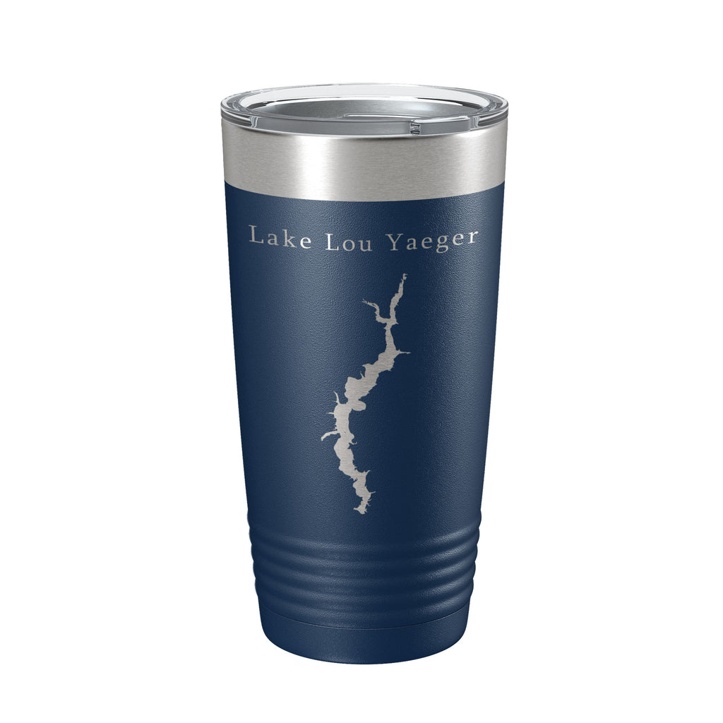 Lake Lou Yaeger Map Tumbler Travel Mug Insulated Laser Engraved Coffee Cup Illinois 20 oz