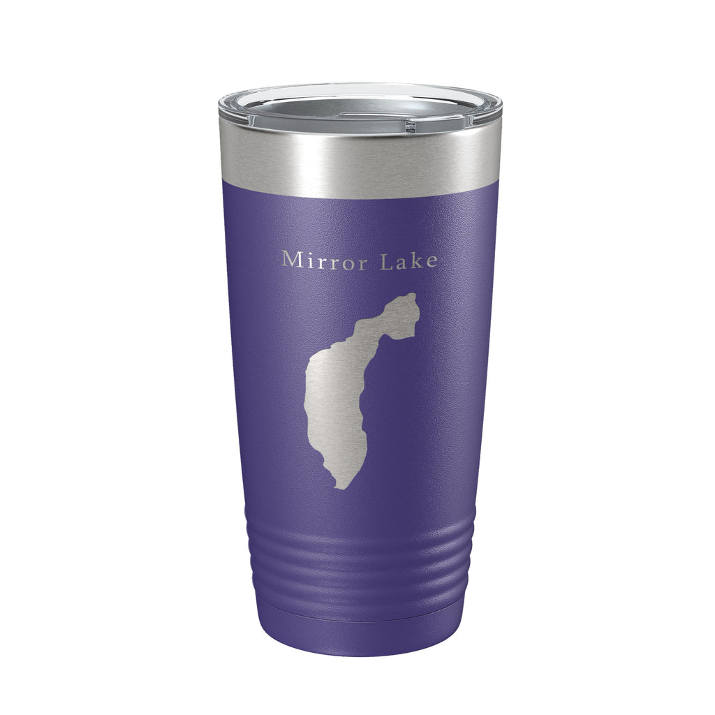 Mirror Lake Map Tumbler Travel Mug Insulated Laser Engraved Coffee Cup New York 20 oz