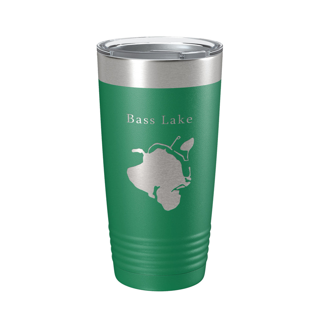 Bass Lake Map Tumbler Travel Mug Insulated Laser Engraved Coffee Cup Hamburg Township Huron River Chain of Lakes Michigan 20 oz
