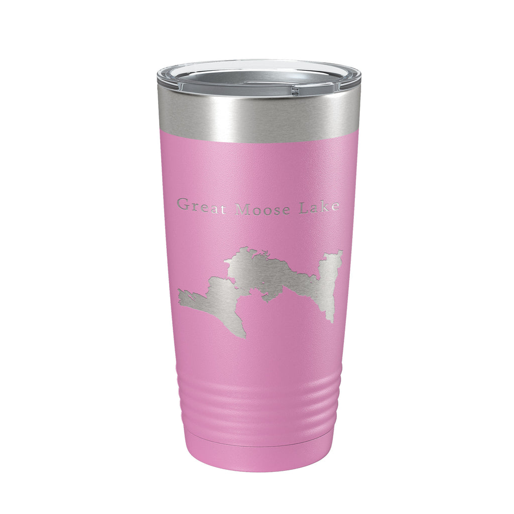 Great Moose Lake Map Tumbler Travel Mug Insulated Laser Engraved Coffee Cup Maine 20 oz