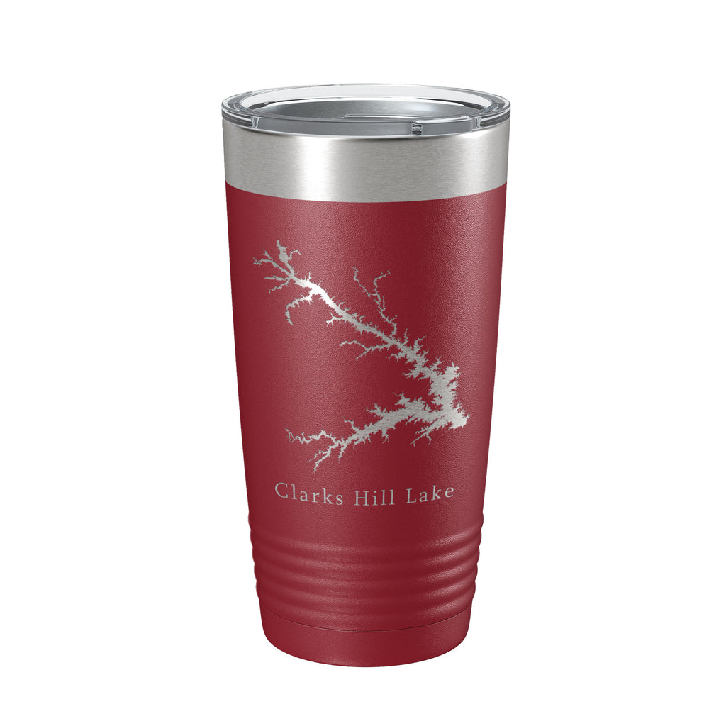 Clarks Hill Lake Map Tumbler Travel Mug Insulated Laser Engraved Coffee Cup J. Strom Thurmond Reservoir GA SC 20 oz