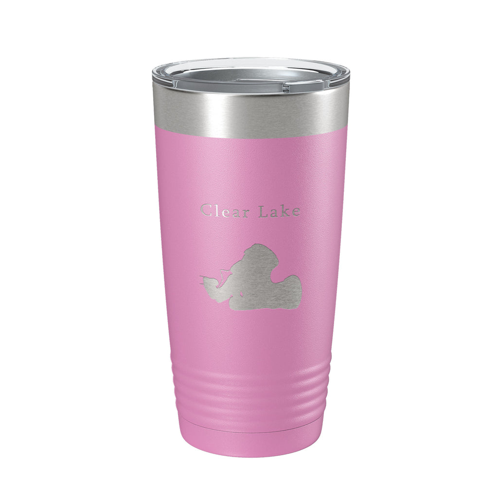 Clear Lake Map Tumbler Travel Mug Insulated Laser Engraved Coffee Cup Indiana 20 oz