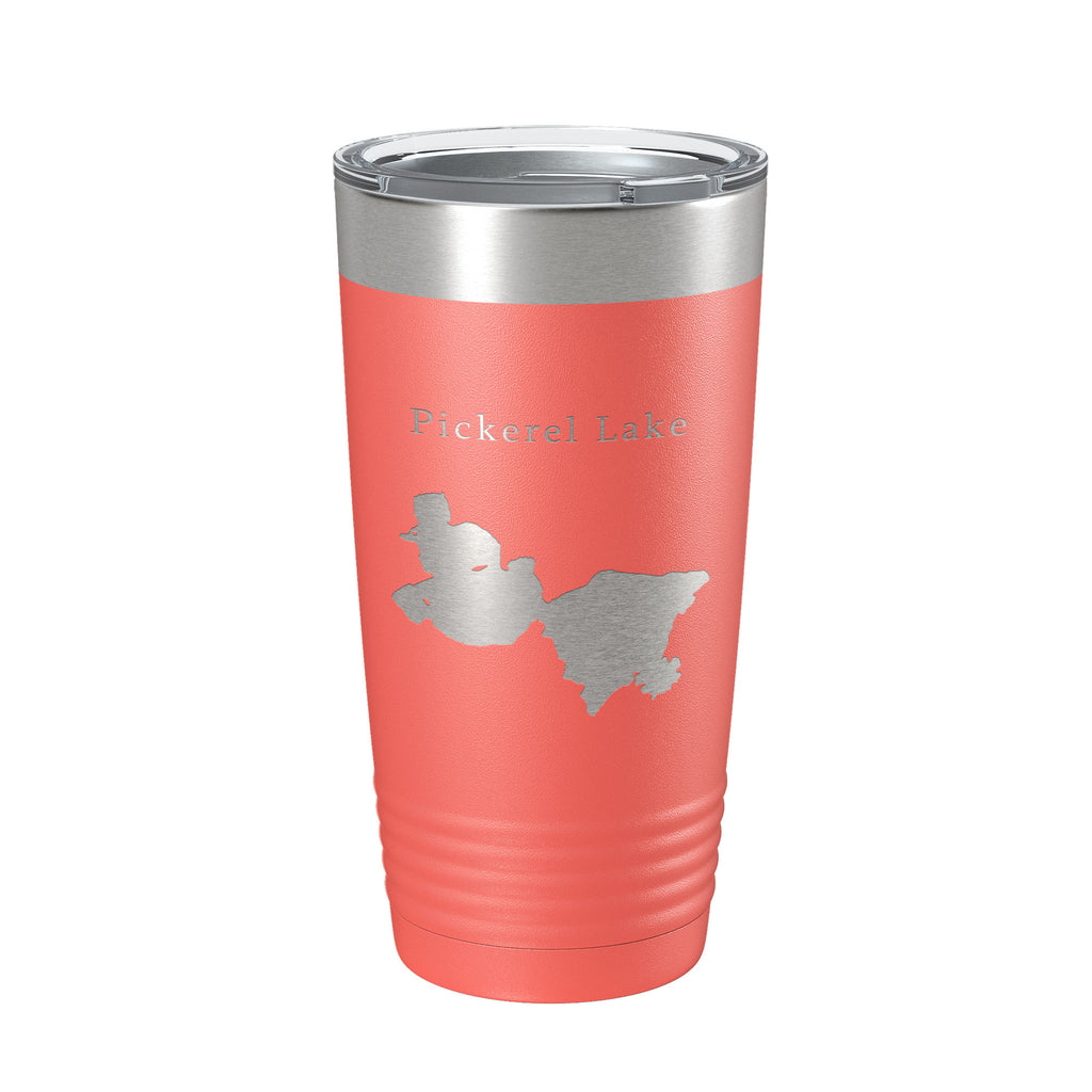 Pickerel Lake Map Tumbler Travel Mug Insulated Laser Engraved Coffee Cup Wisconsin 20 oz