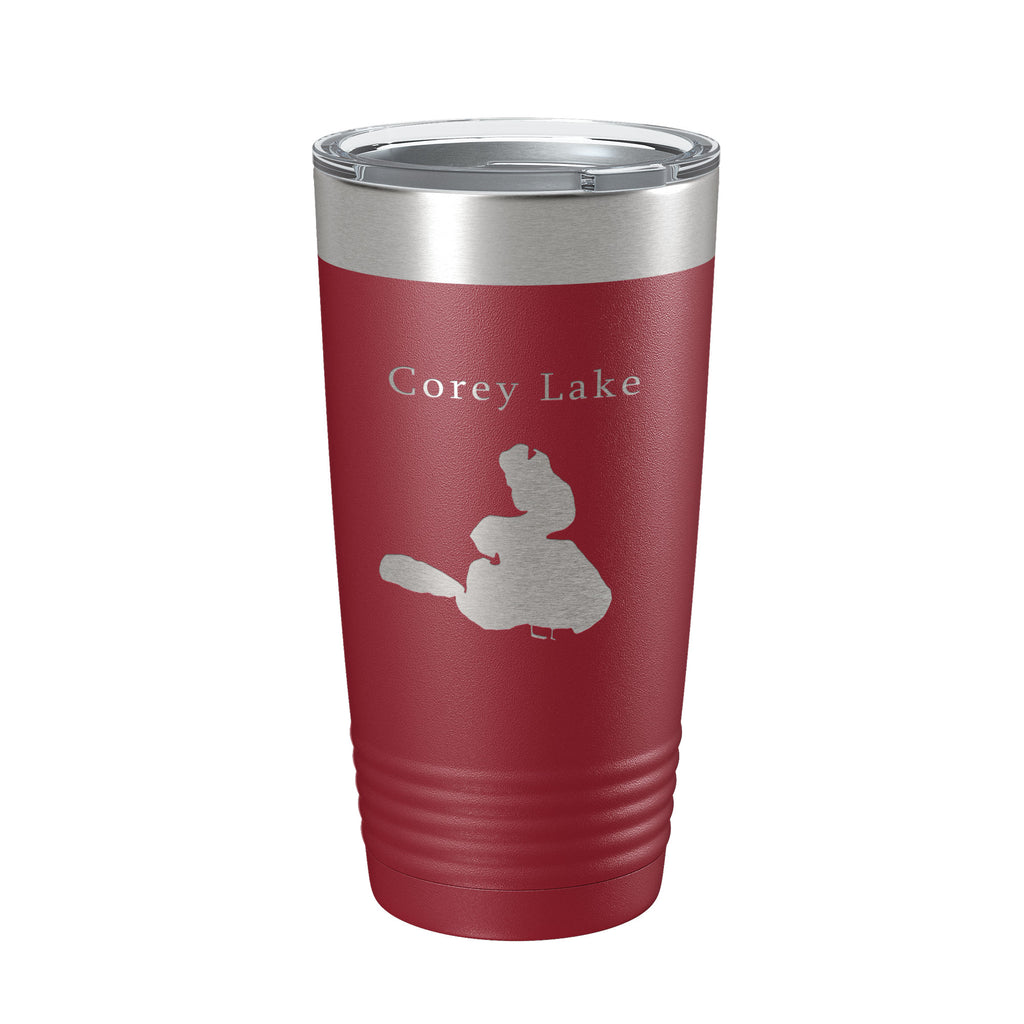 Corey Lake Map Tumbler Travel Mug Insulated Laser Engraved Coffee Cup Michigan 20 oz
