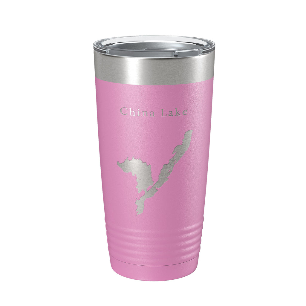 China Lake Map Tumbler Travel Mug Insulated Laser Engraved Coffee Cup Maine 20 oz