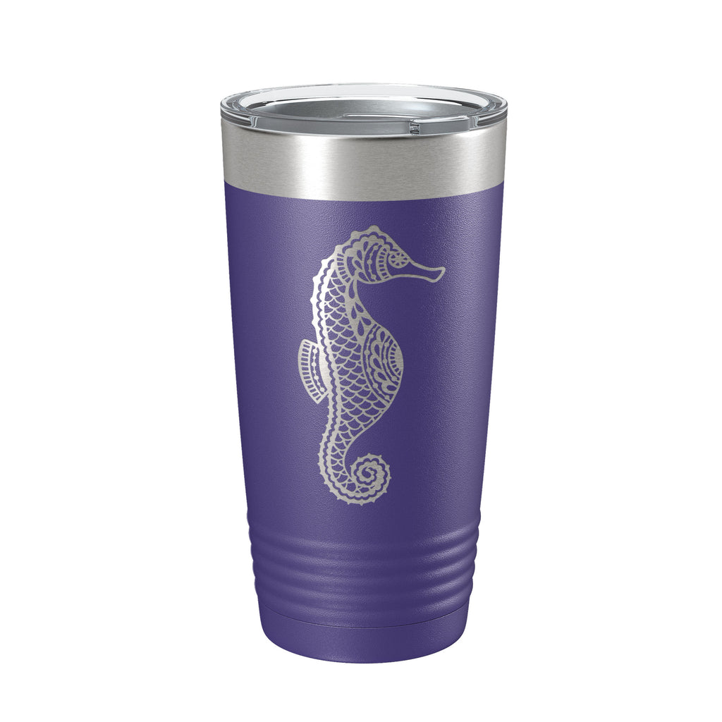 Seahorse Tumbler Zentangle Travel Mug Insulated Laser Engraved Coffee Cup 20 oz