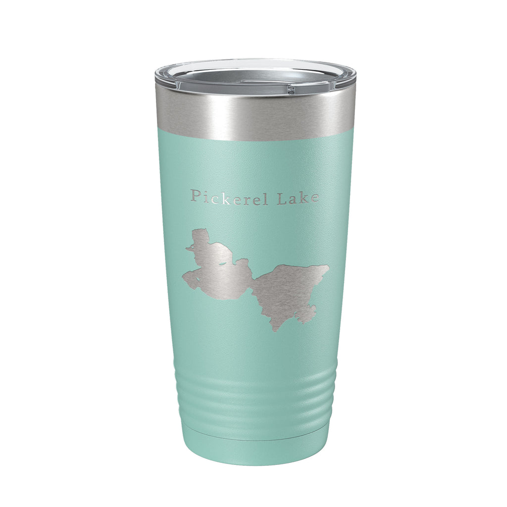 Pickerel Lake Map Tumbler Travel Mug Insulated Laser Engraved Coffee Cup Wisconsin 20 oz