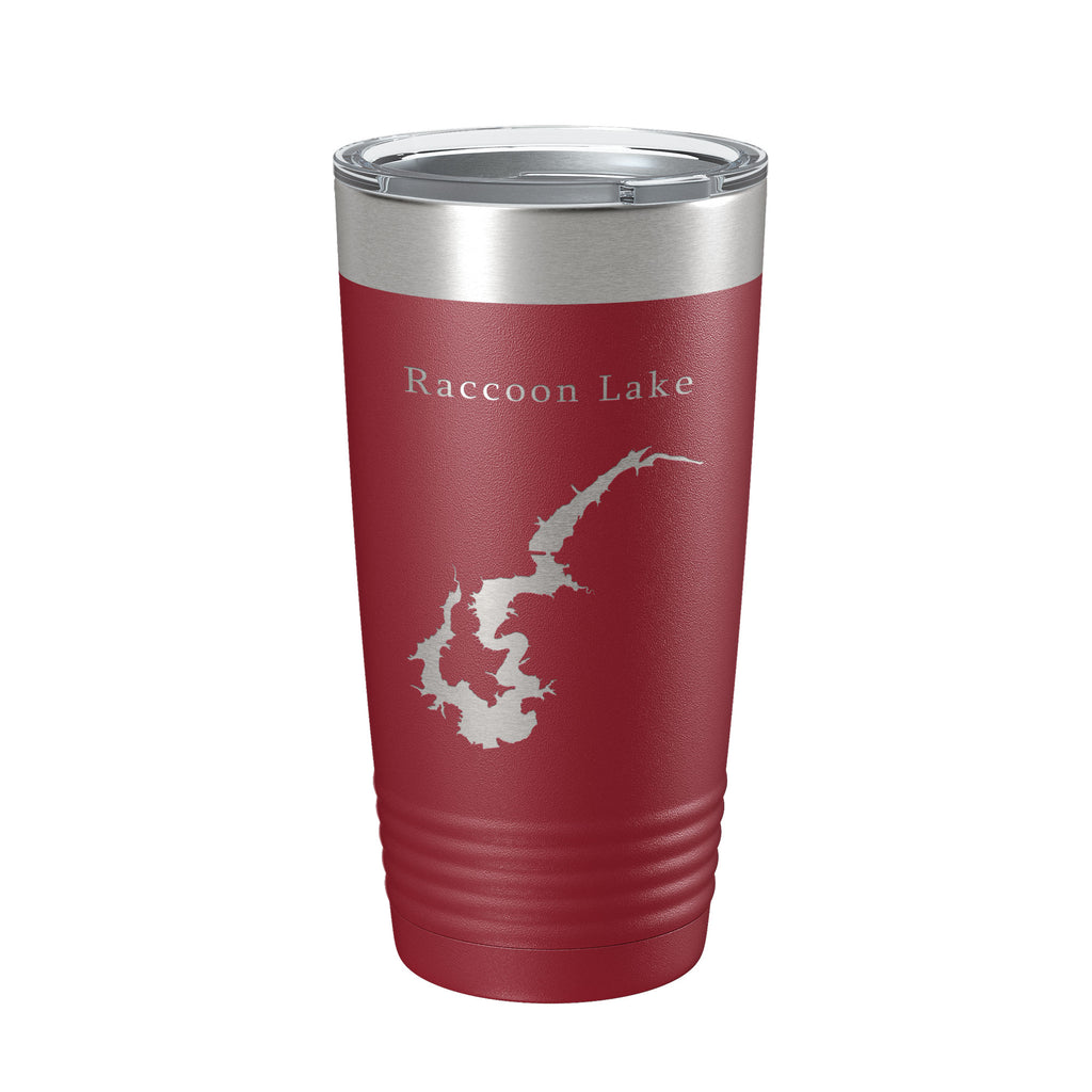 Raccoon Lake Map Tumbler Travel Mug Insulated Laser Engraved Coffee Cup Indiana 20 oz