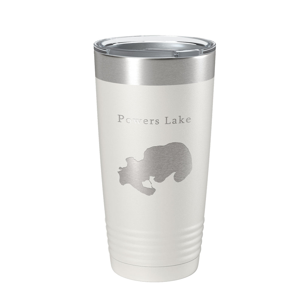 Powers Lake Map Tumbler Travel Mug Insulated Laser Engraved Coffee Cup Wisconsin 20 oz