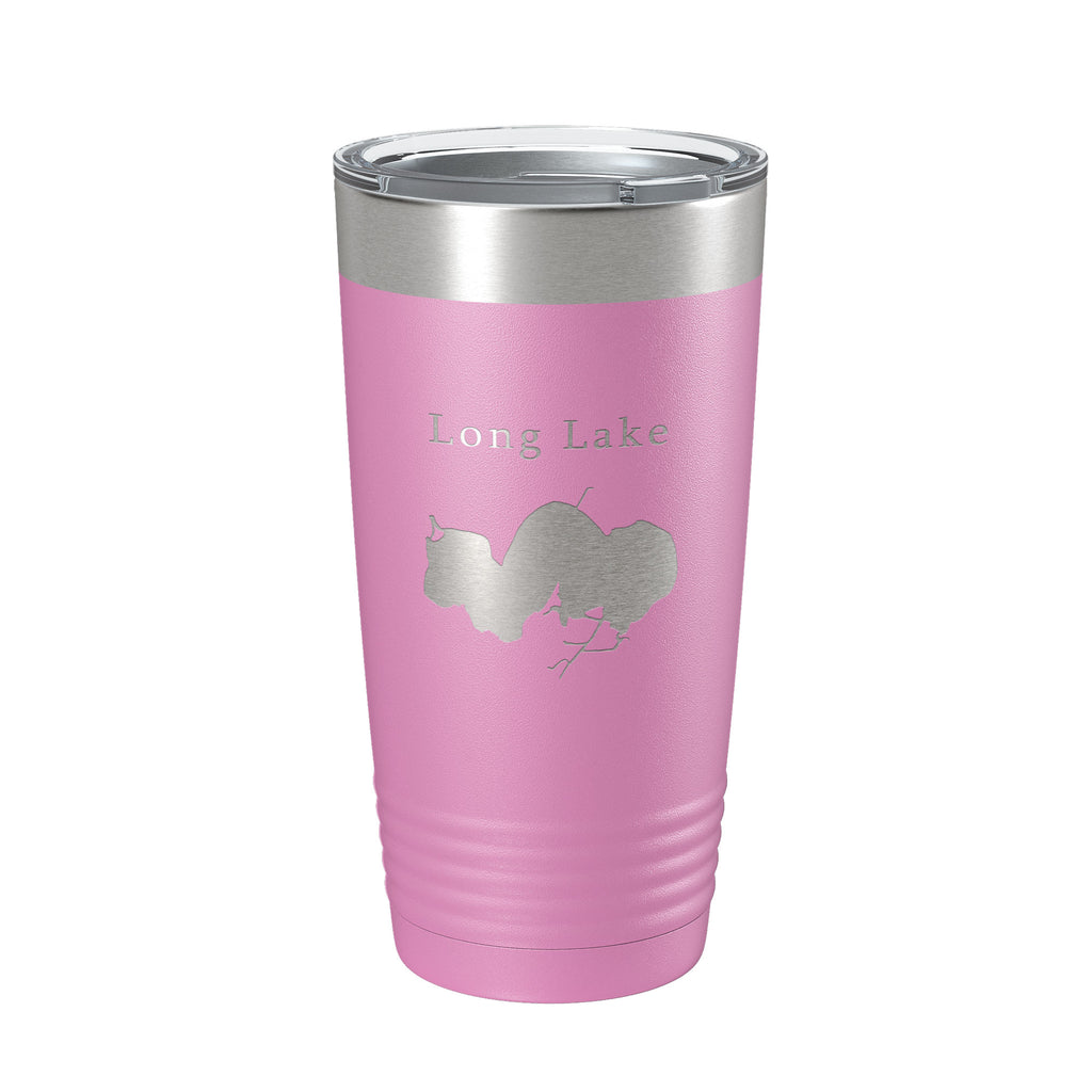 Long Lake Map Tumbler Travel Mug Insulated Laser Engraved Coffee Cup Illinois 20 oz