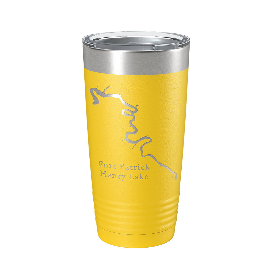 Fort Patrick Henry Lake Map Tumbler Travel Mug Insulated Laser Engraved Coffee Cup Tennessee 20 oz