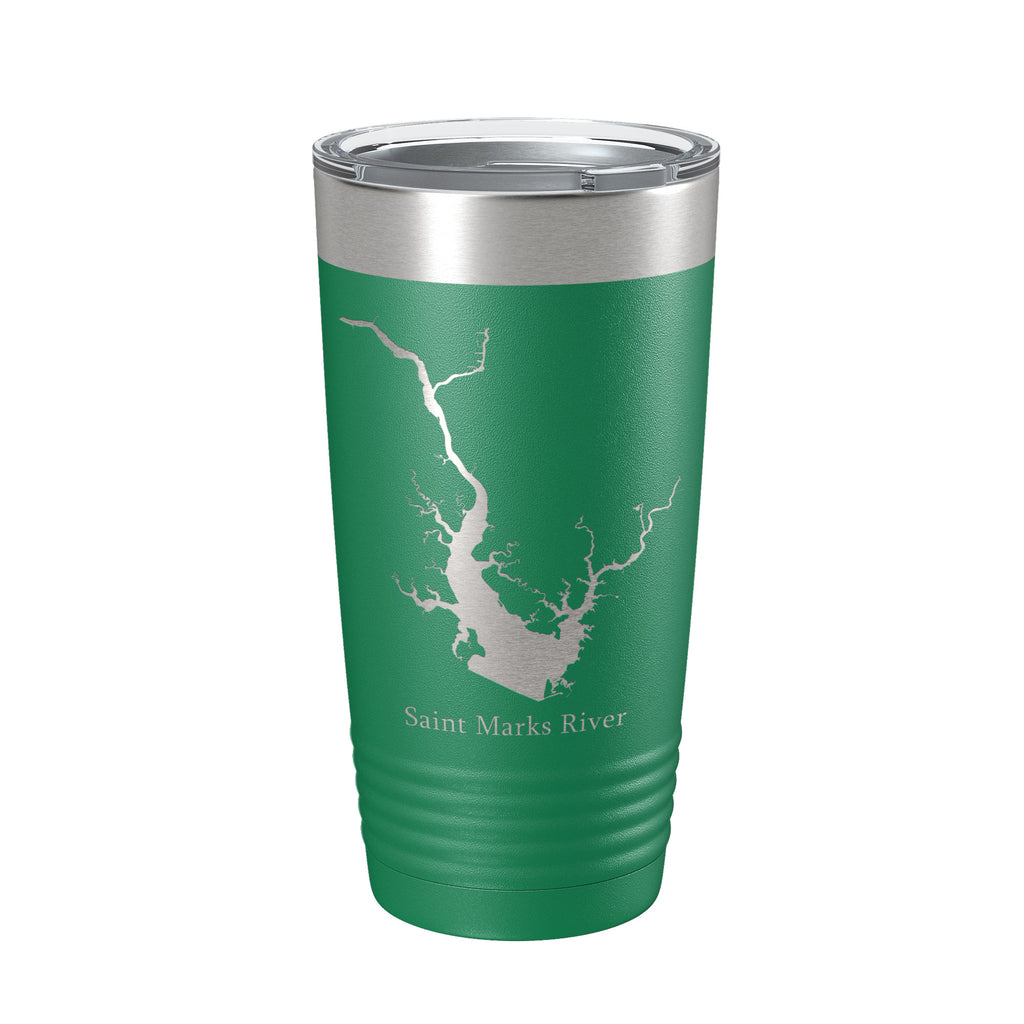 St. Marks River FL Map Tumbler Travel Mug Insulated Laser Engraved Coffee Cup Apalachee Bay Florida Saint 20 oz