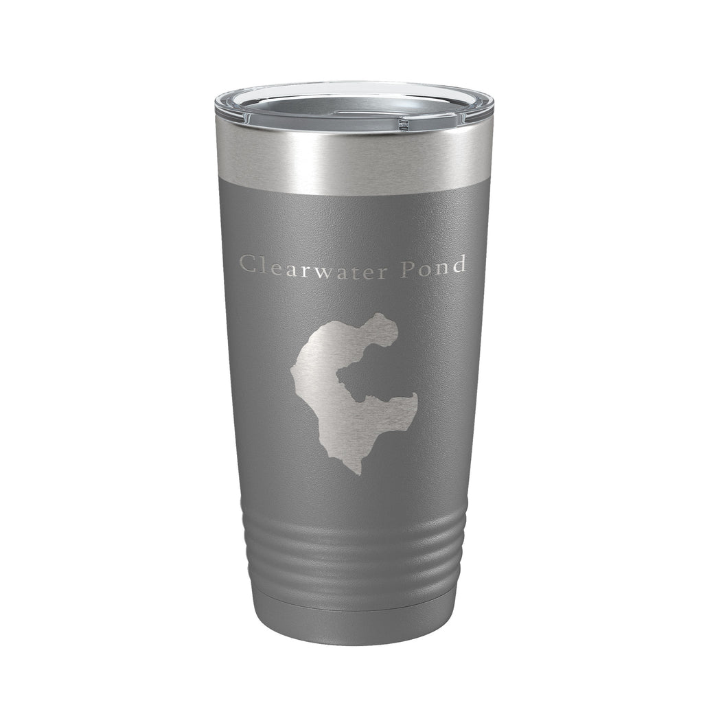 Clearwater Pond Lake Map Tumbler Travel Mug Insulated Laser Engraved Coffee Cup Maine 20 oz