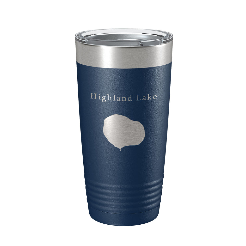 Highland Lake Map Tumbler Travel Mug Insulated Laser Engraved Coffee Cup Illinois 20 oz