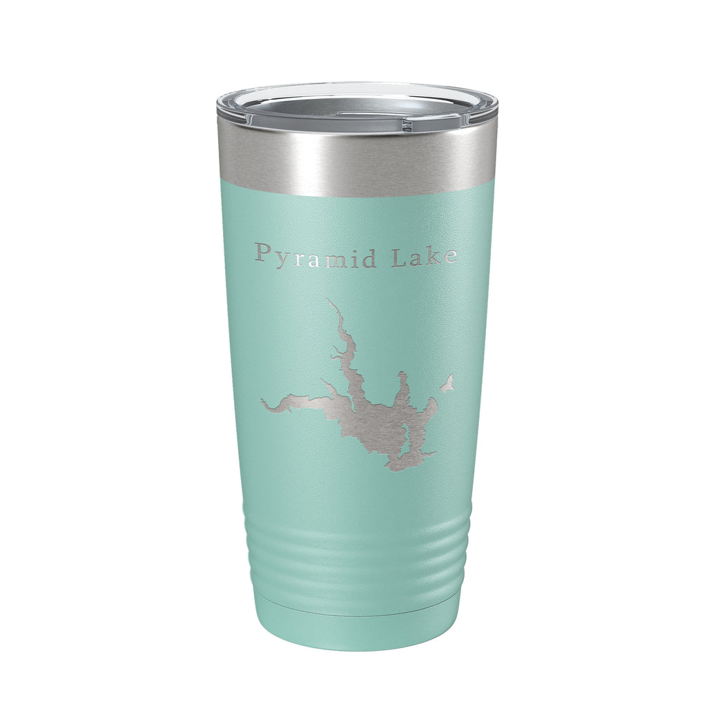 Pyramid Lake Map Tumbler Travel Mug Insulated Laser Engraved Coffee Cup California 20 oz